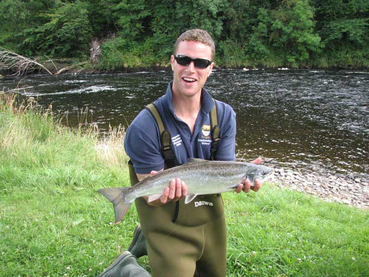 James with a nice fresh grilse about 5lbs